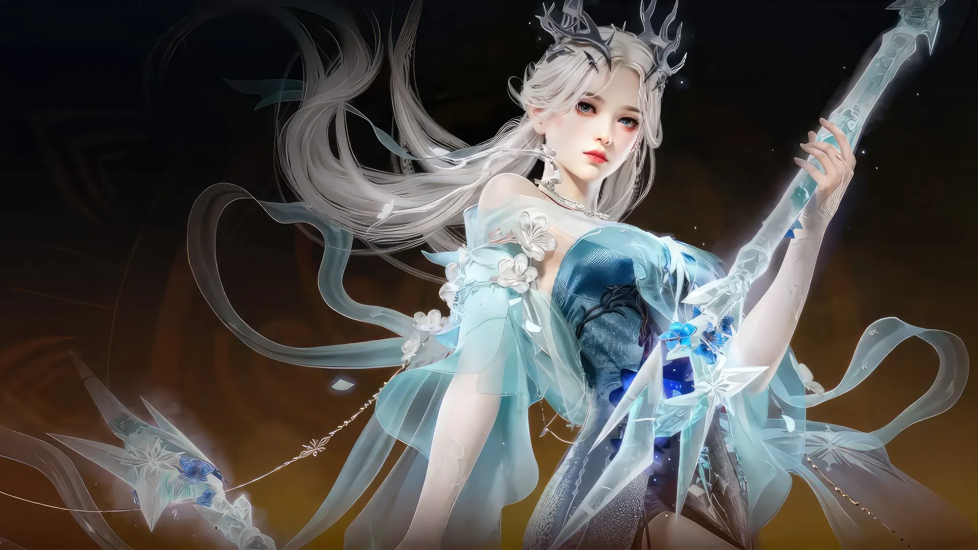 长发 奈拉卡 AI艺术 连衣裙 简单背景 吉莹莹