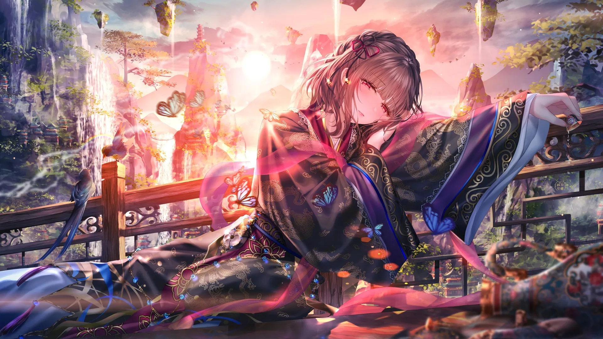 黑发 红眼 动漫 肖像 腮红 中国服装 奇幻艺术