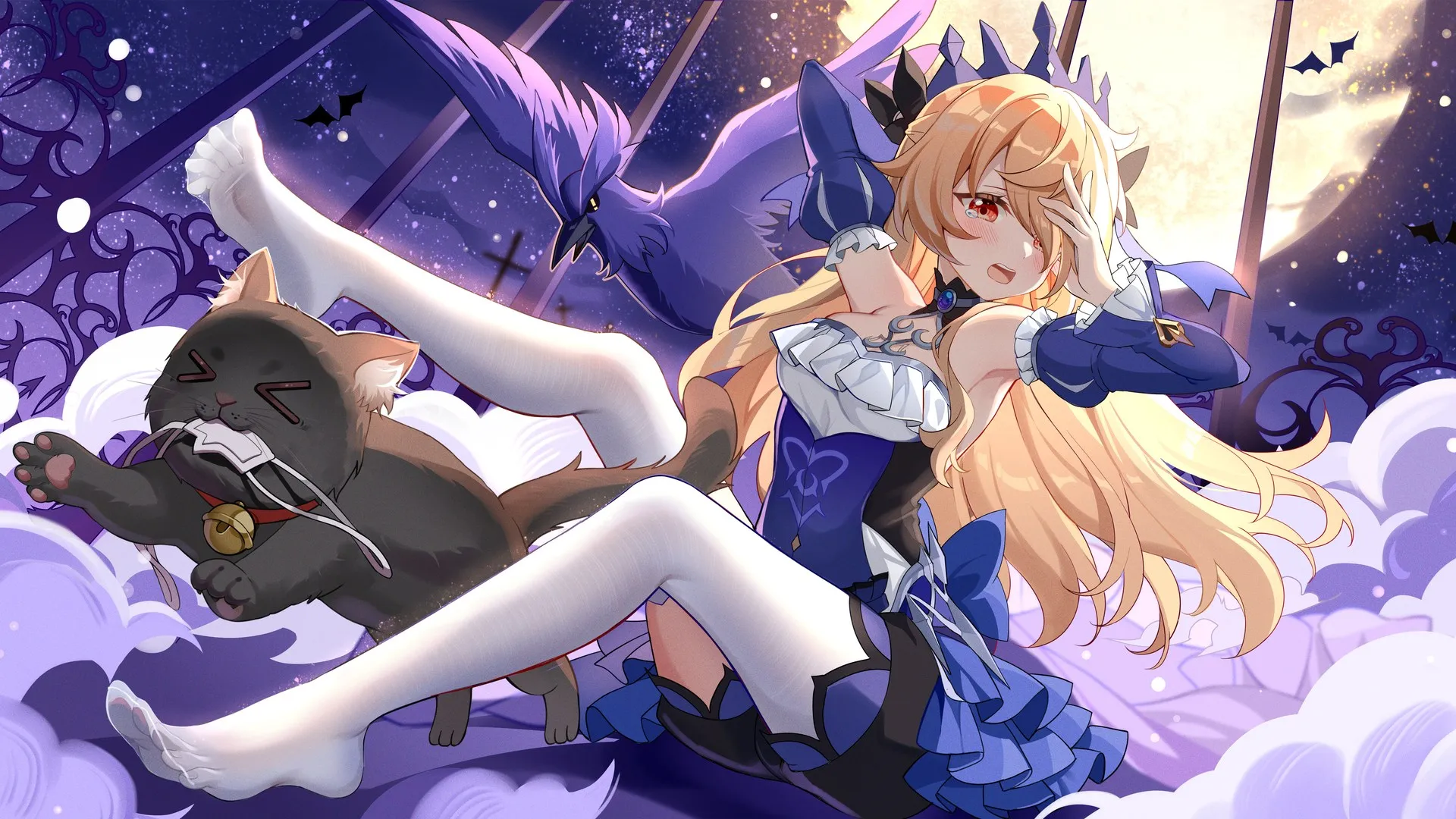 动漫 动漫女孩 菲舍尔 原神 原神 白色丝袜