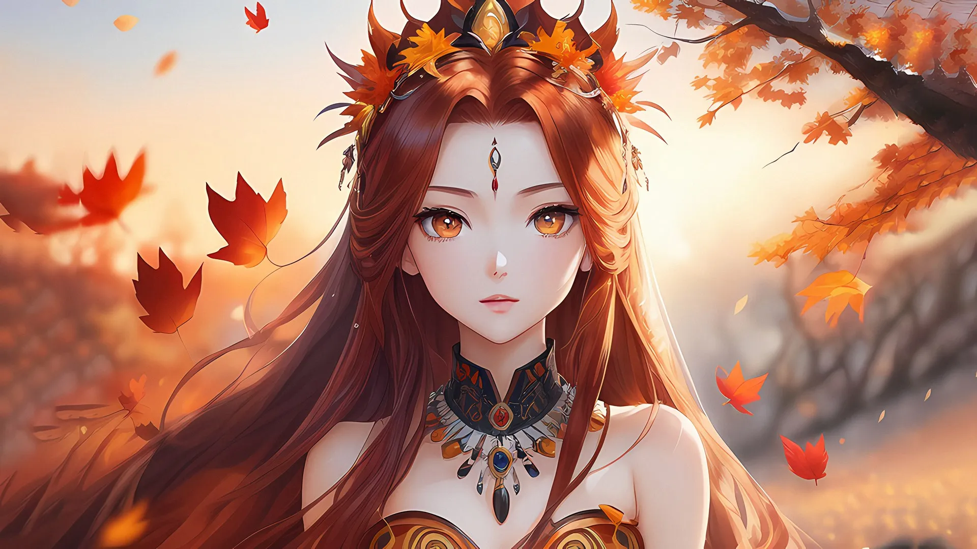 女性 艺术 AI艺术 插图 树叶 正面视图