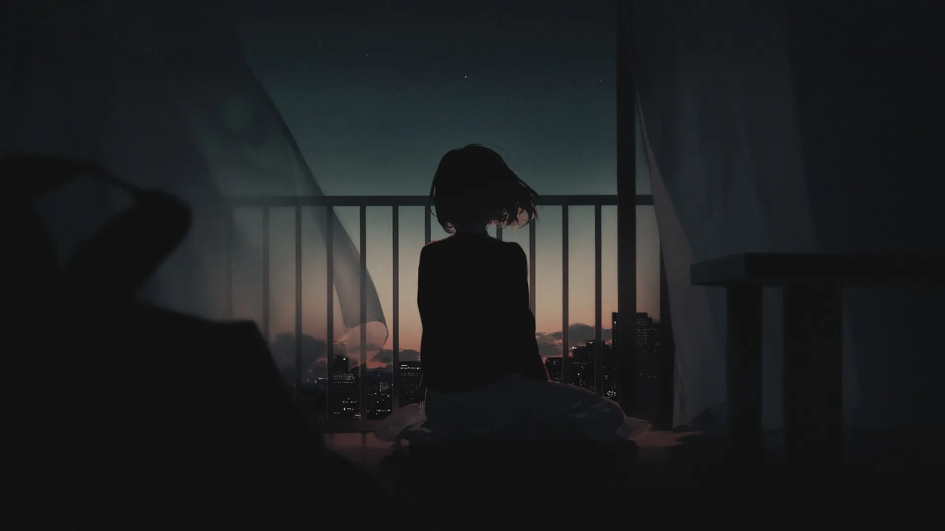 动漫女孩 影子 剪影 电脑壁纸 4K壁纸