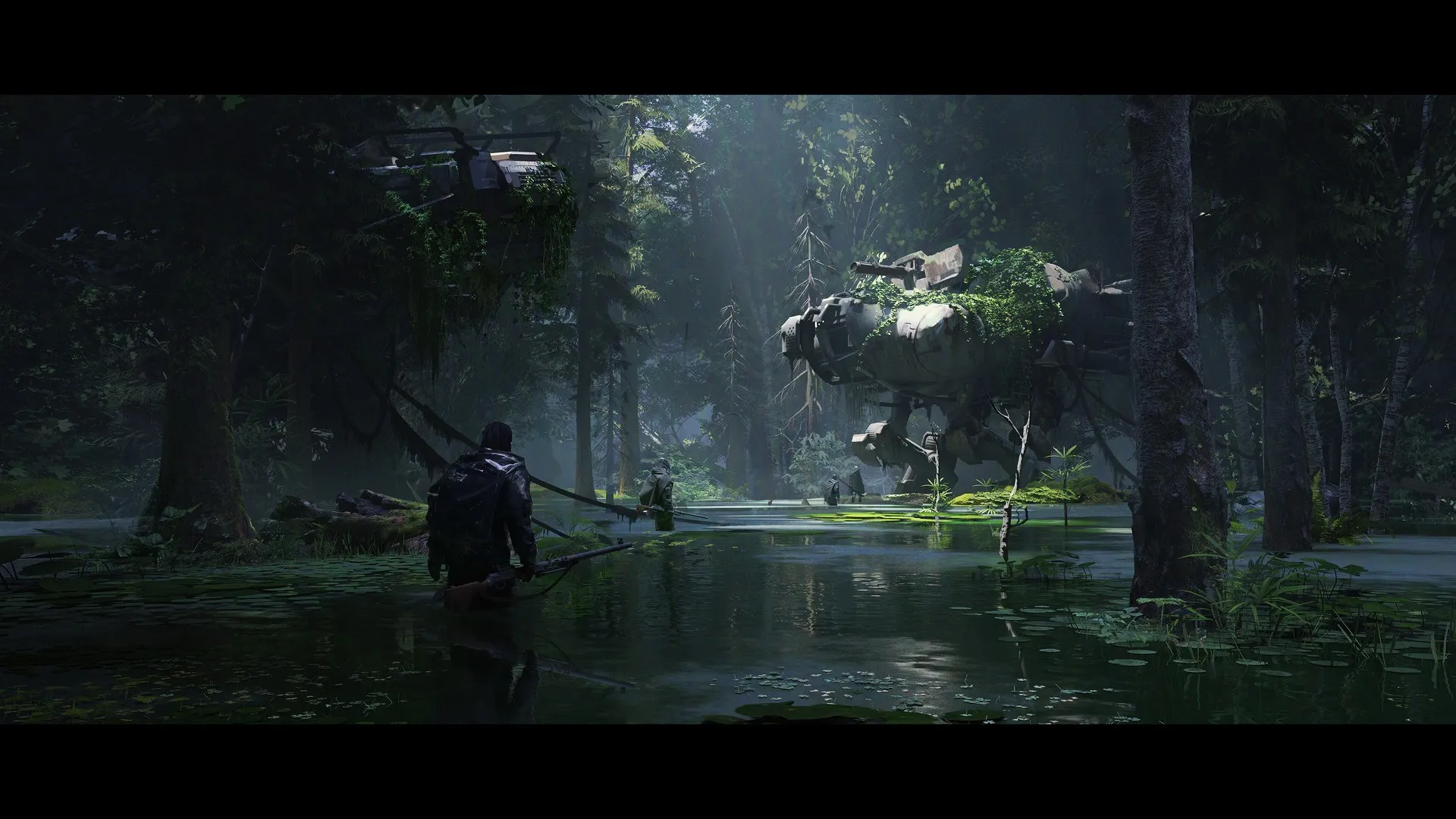 奇幻艺术 自然 树木 沼泽 枪 载体 运输 电脑壁纸 4K壁纸