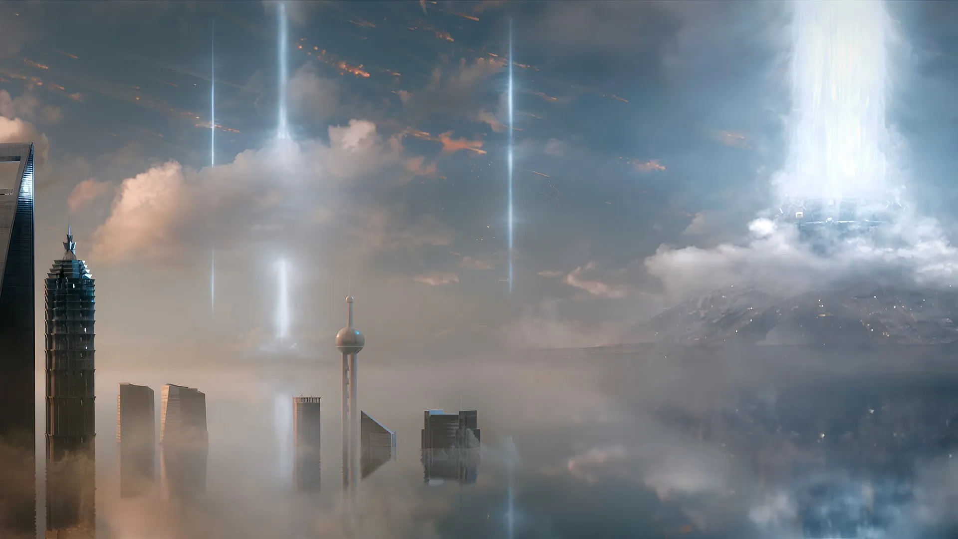 流浪的地球 上海 摩天大楼 云层 电脑壁纸 8K壁纸