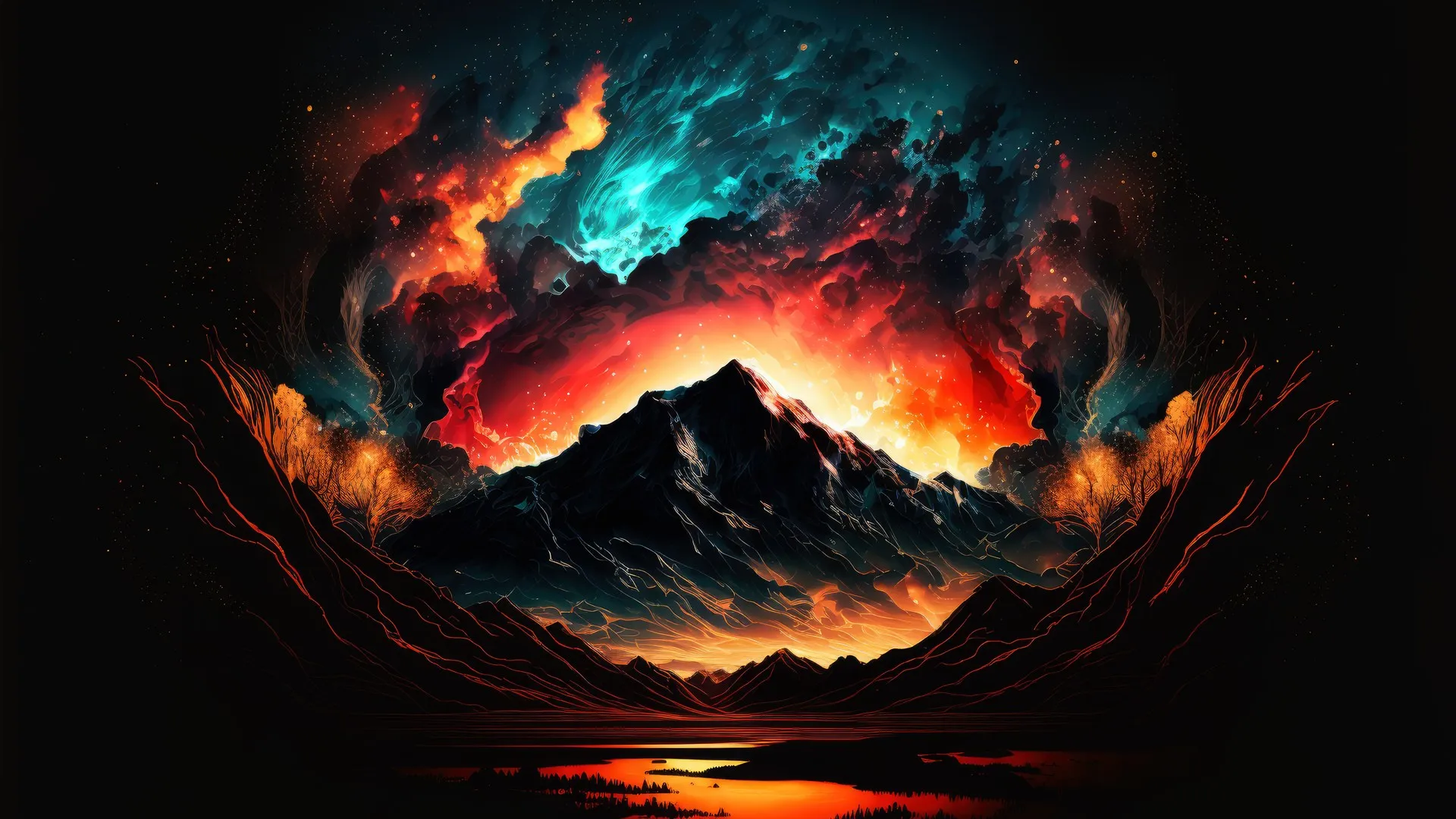 艺术 AI艺术 山脉 电脑壁纸 4K壁纸
