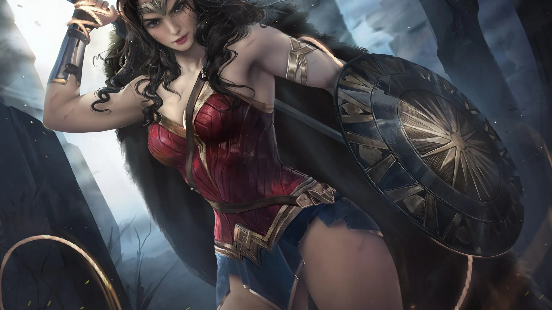 神奇女侠 女人 大腿 战士 黑发 幻想女孩 电脑壁纸 4K壁纸