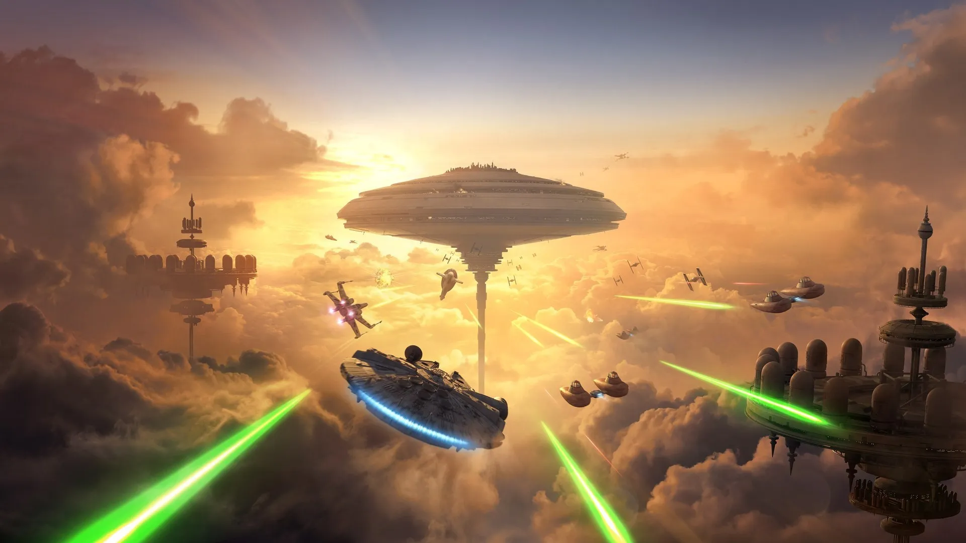 夕阳辉光 天空 超宽 翼 星球大战 电脑壁纸 4K壁纸