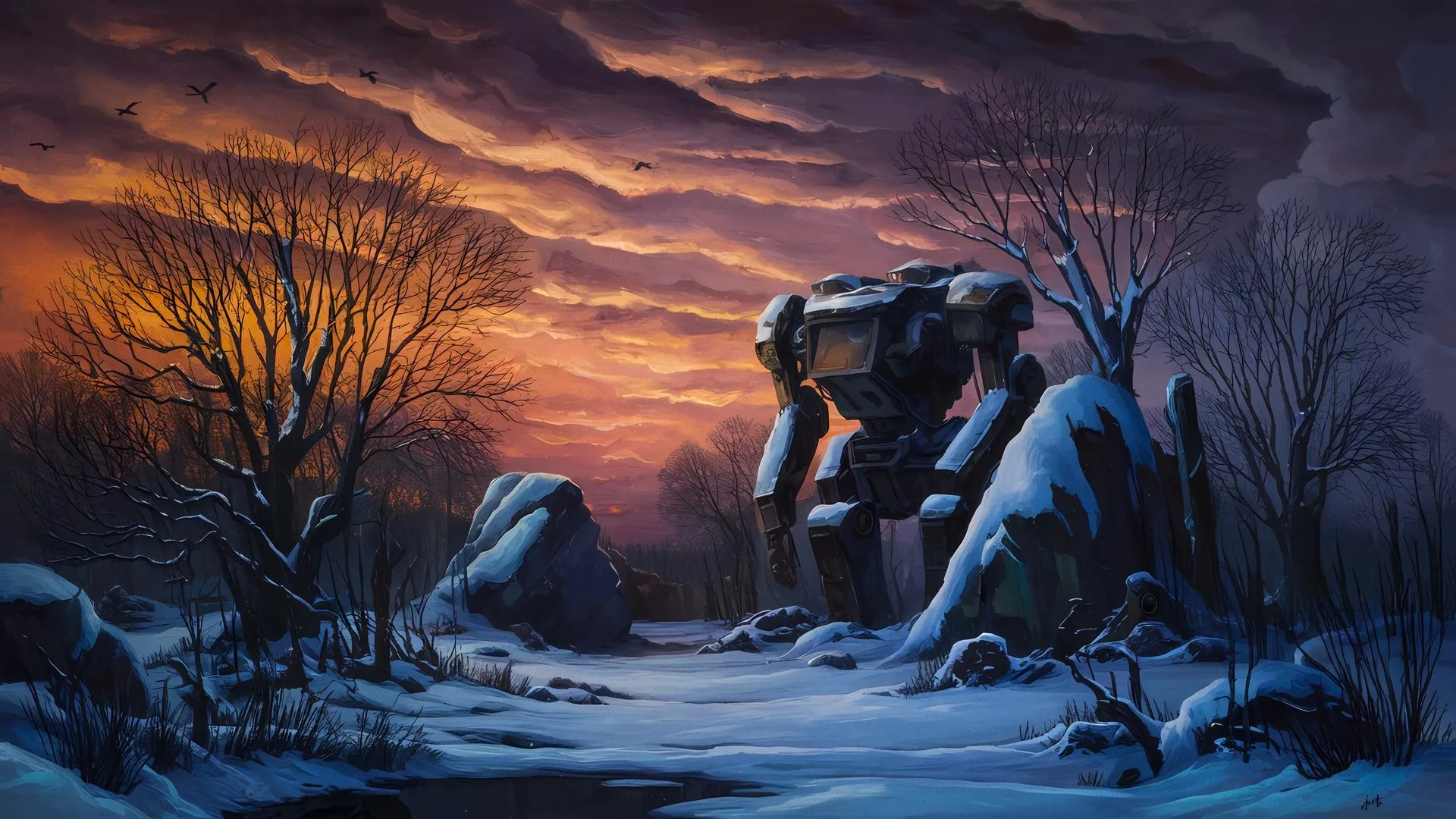 雪地 机甲套装 机器人 电脑贴纸 4K贴纸