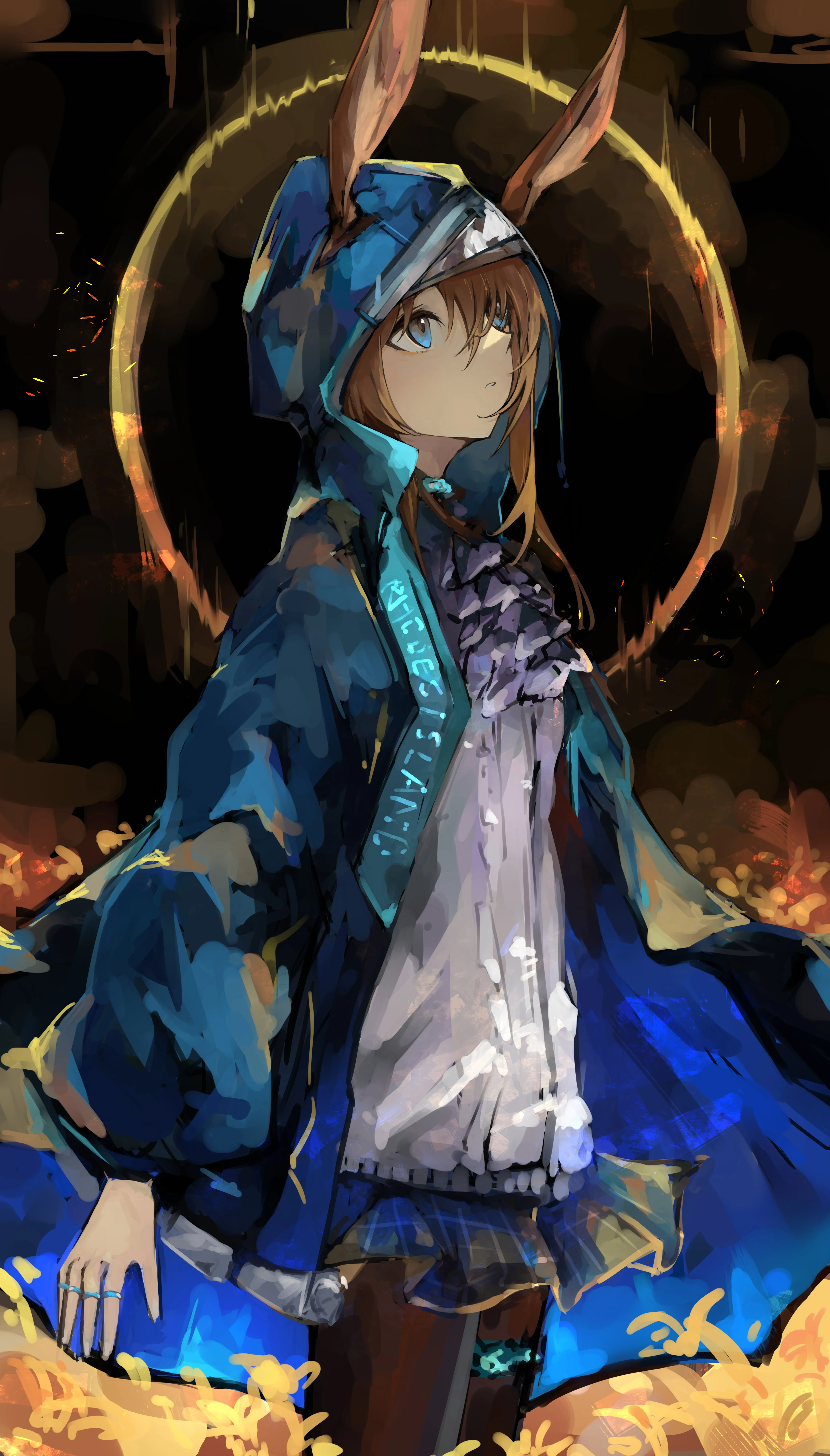 蓝眼睛 阿米亚 武士 动漫女孩 兽耳 手机壁纸 4K壁纸