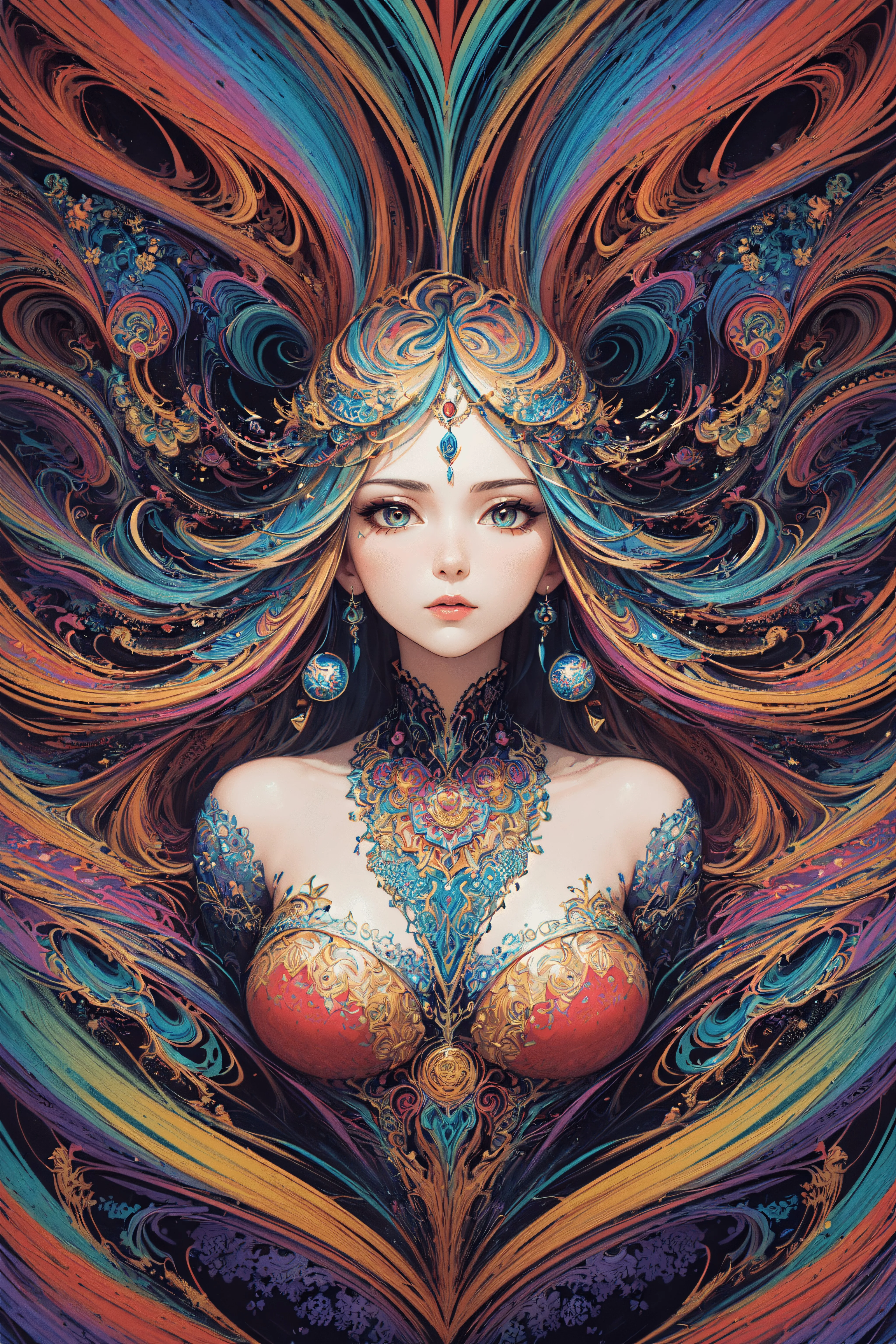 头发 彩色 艺术 五颜六色 肖像 AI艺术 手机壁纸 4K壁纸