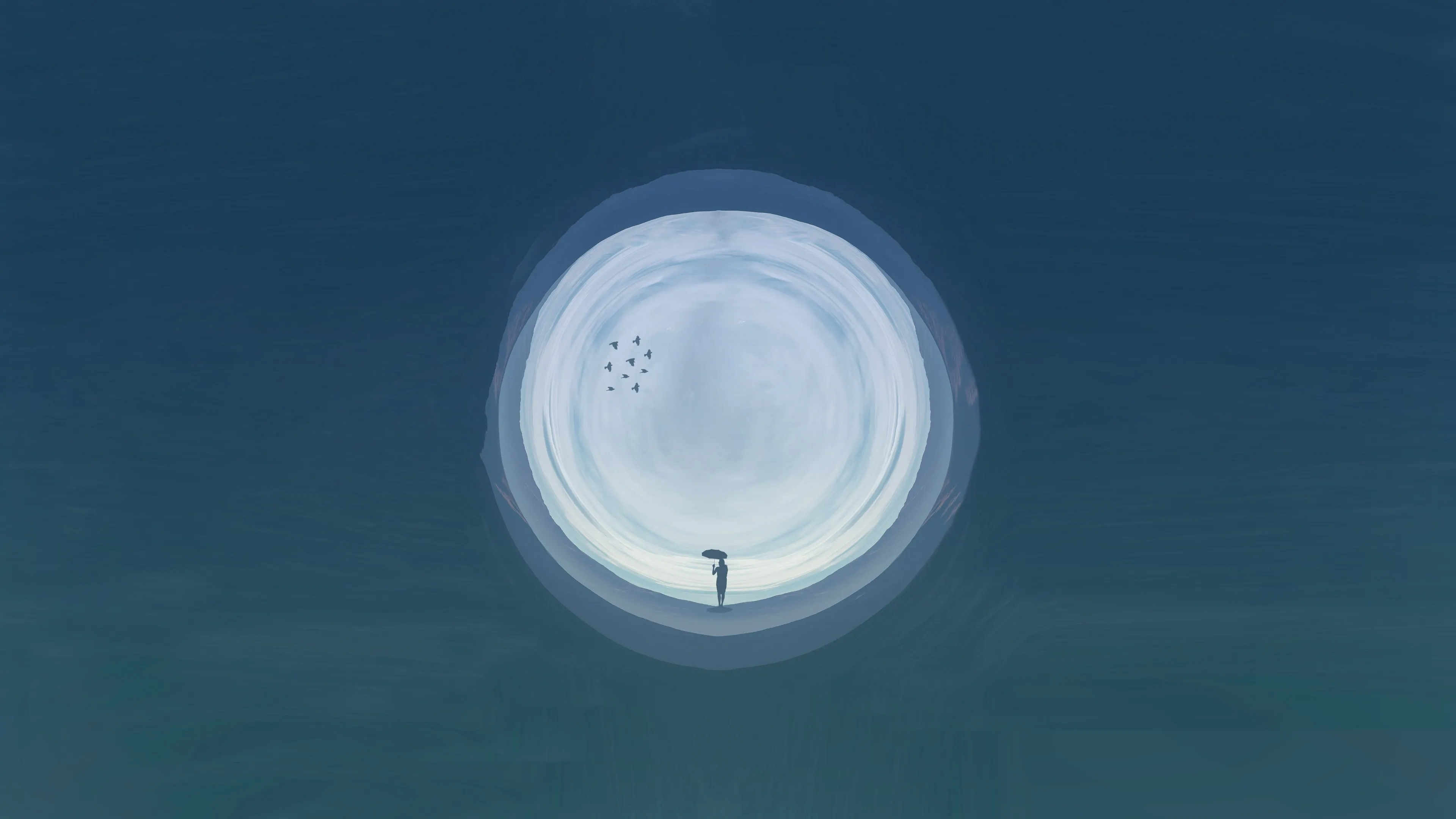 AI艺术 插图 创造力 伞 圆 极简主义 电脑壁纸 4K壁纸