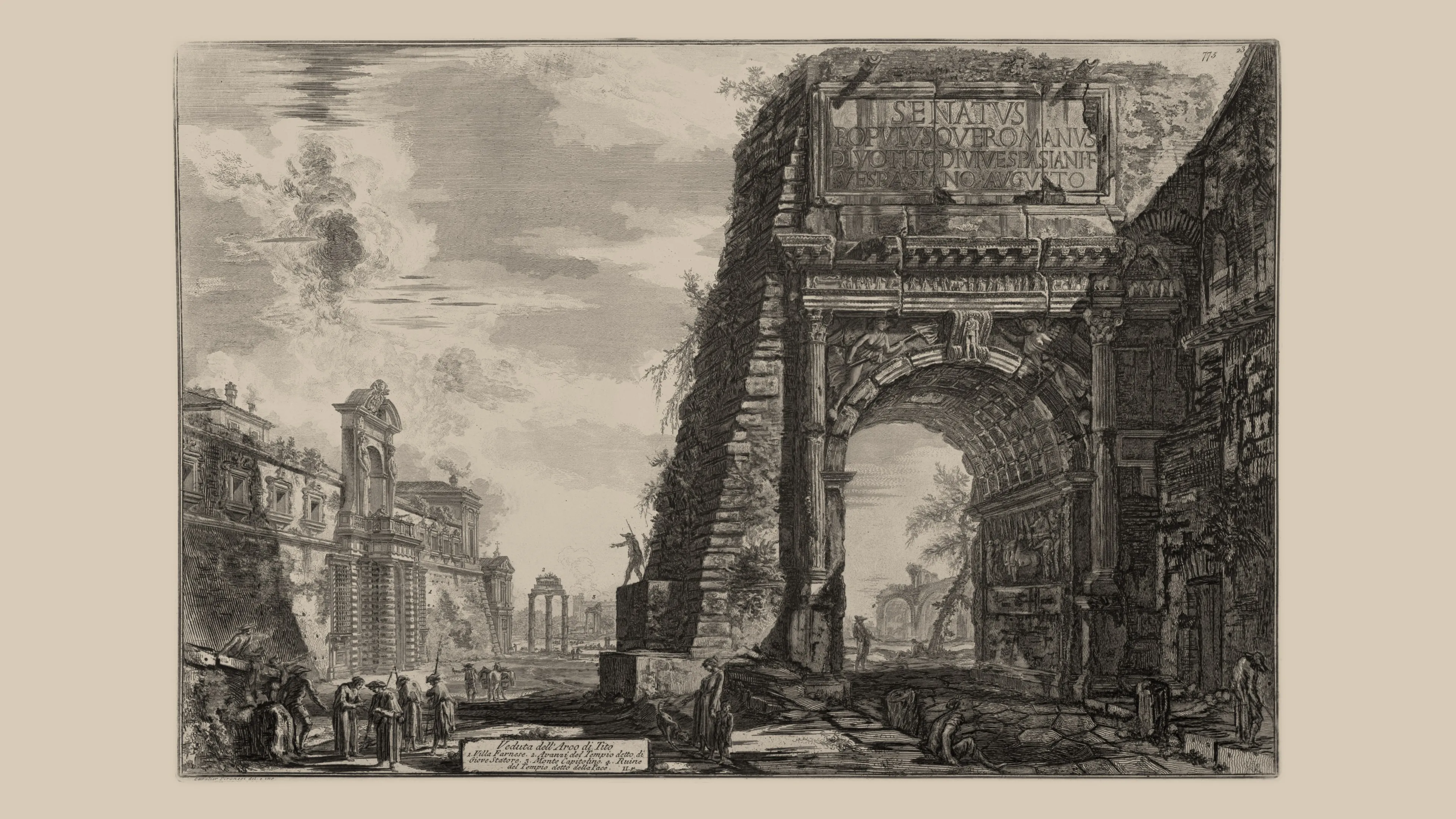 石版画 素描 遗址 插图 4K壁纸