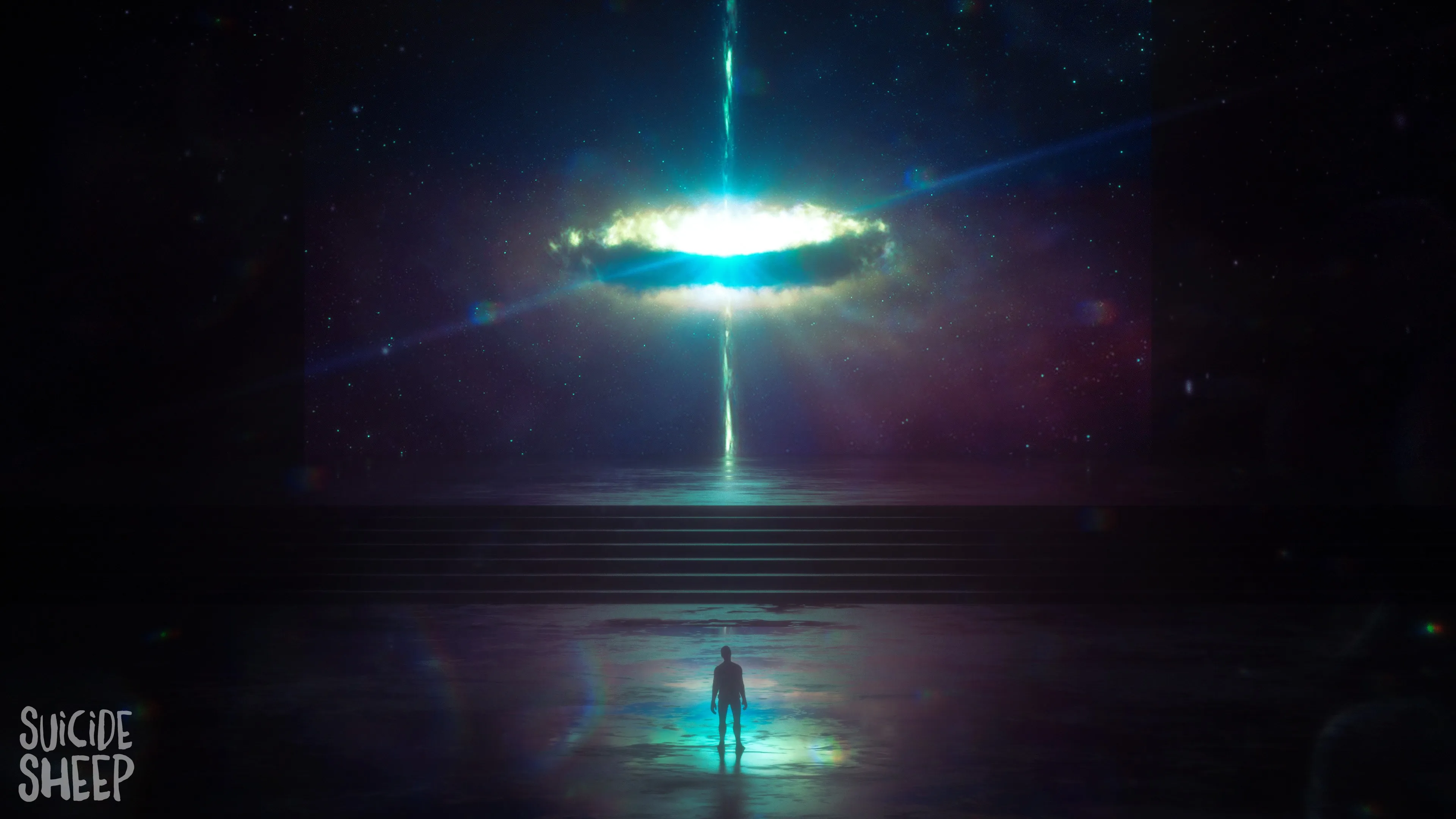 AI艺术 空间 绵羊 星星 居中 4K壁纸