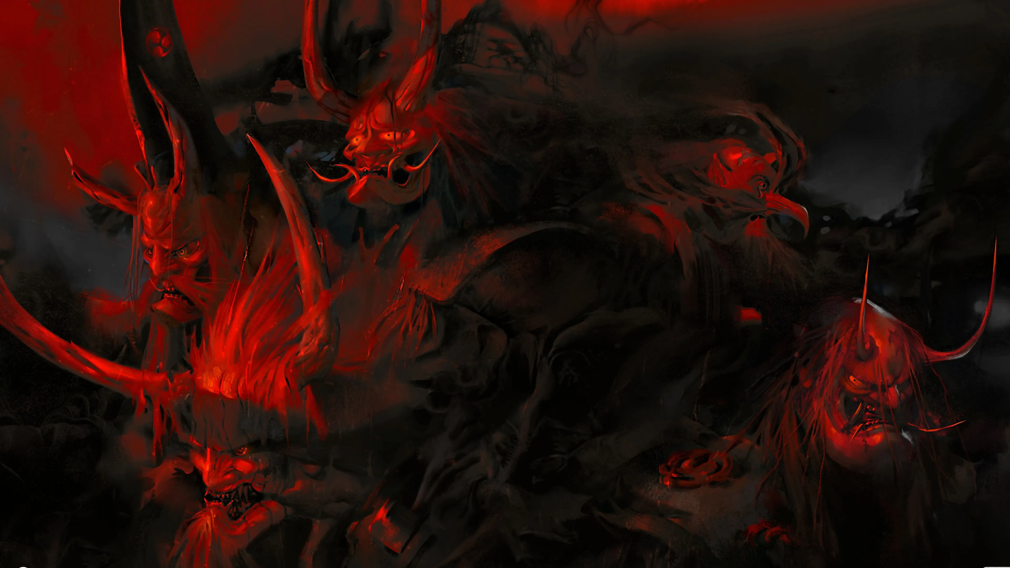 传奇 奇幻艺术 艺术 对马之魂 鬼怪 面具 4K壁纸