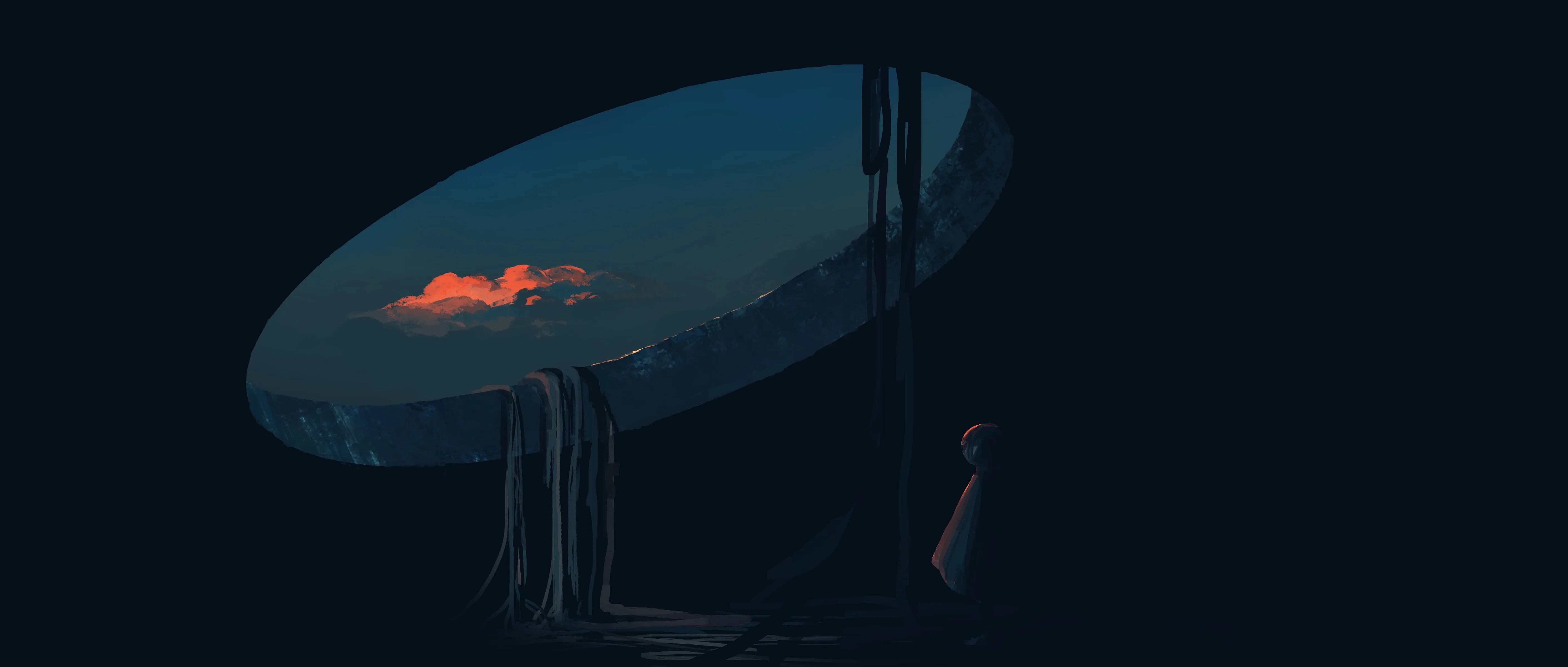 优雅 AI艺术 图片 插图 极简主义 云 超宽 宽屏 电线 抽象 黑洞 4K壁纸