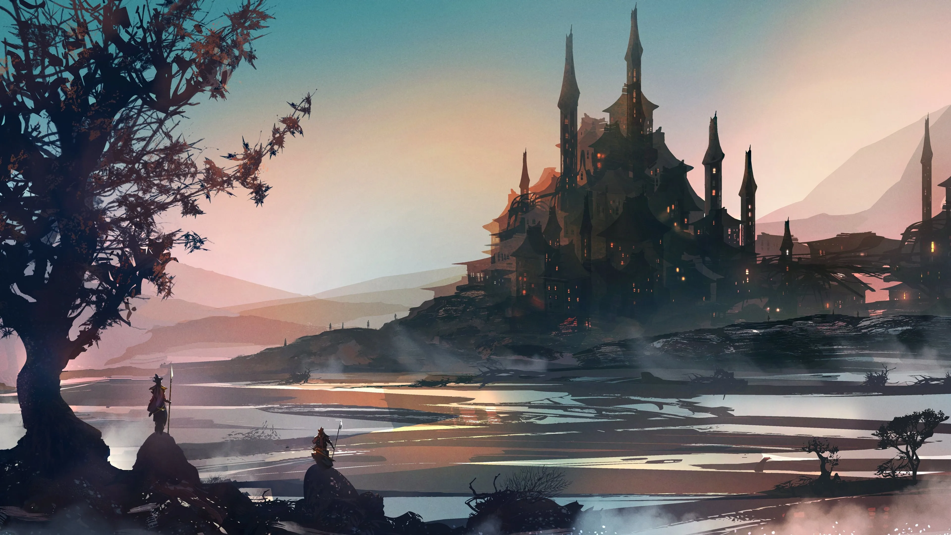 战士 骑士 AI艺术 城堡 风景 奇幻 艺术 4K壁纸