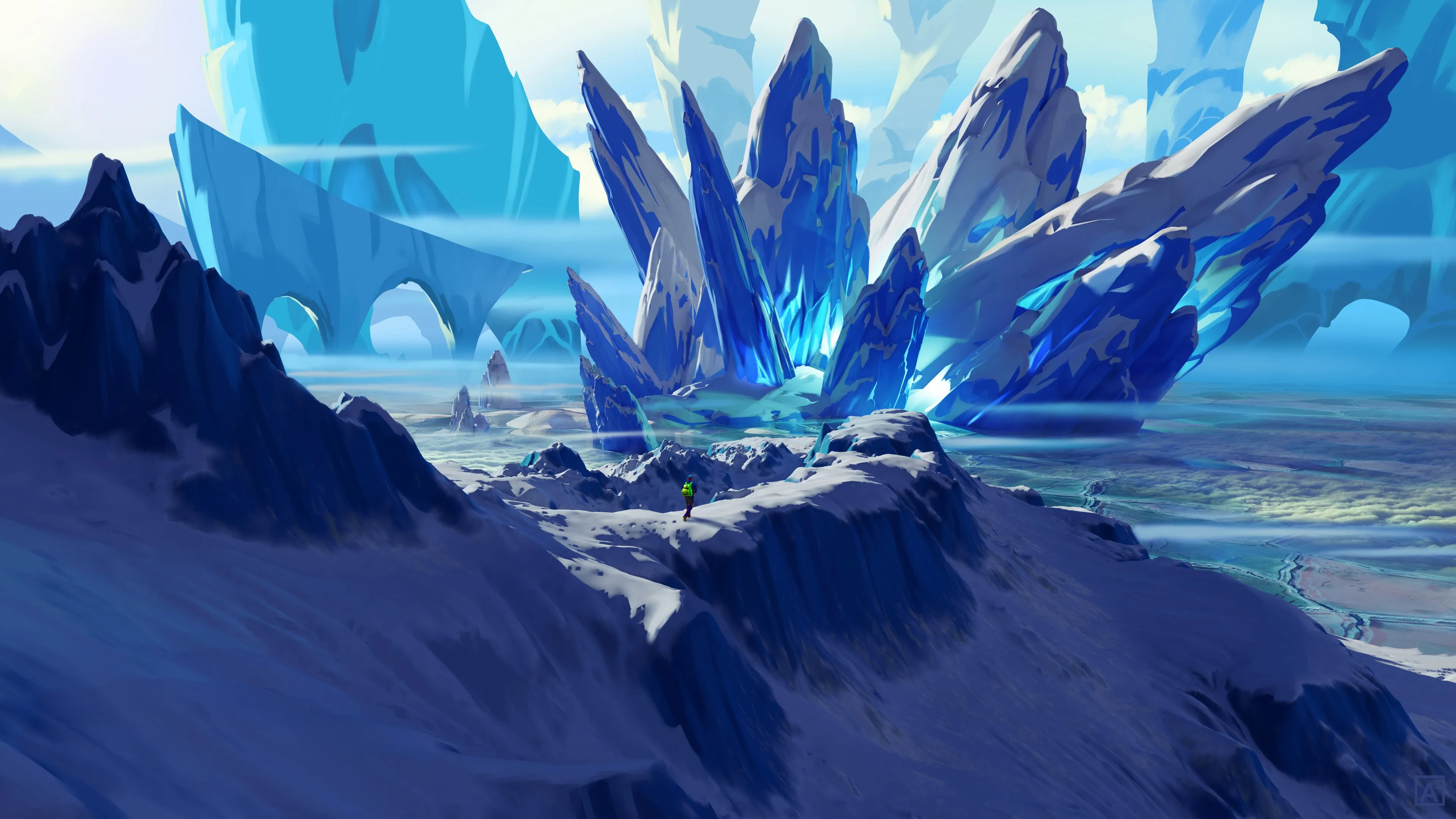 AI艺术 北极 雪 冰 山 4K壁纸