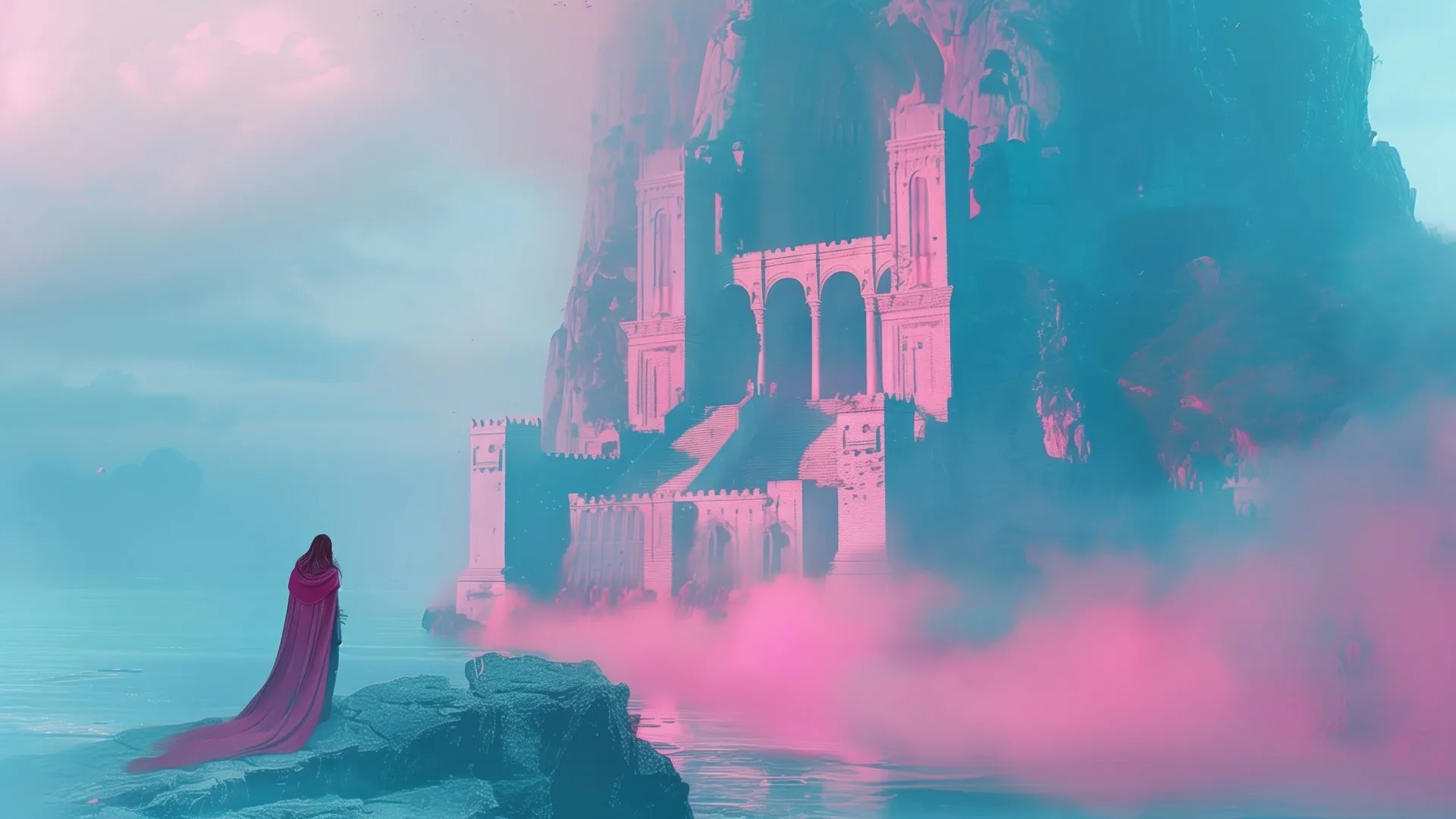 长袍 城市 粉色 电脑壁纸 4K壁纸