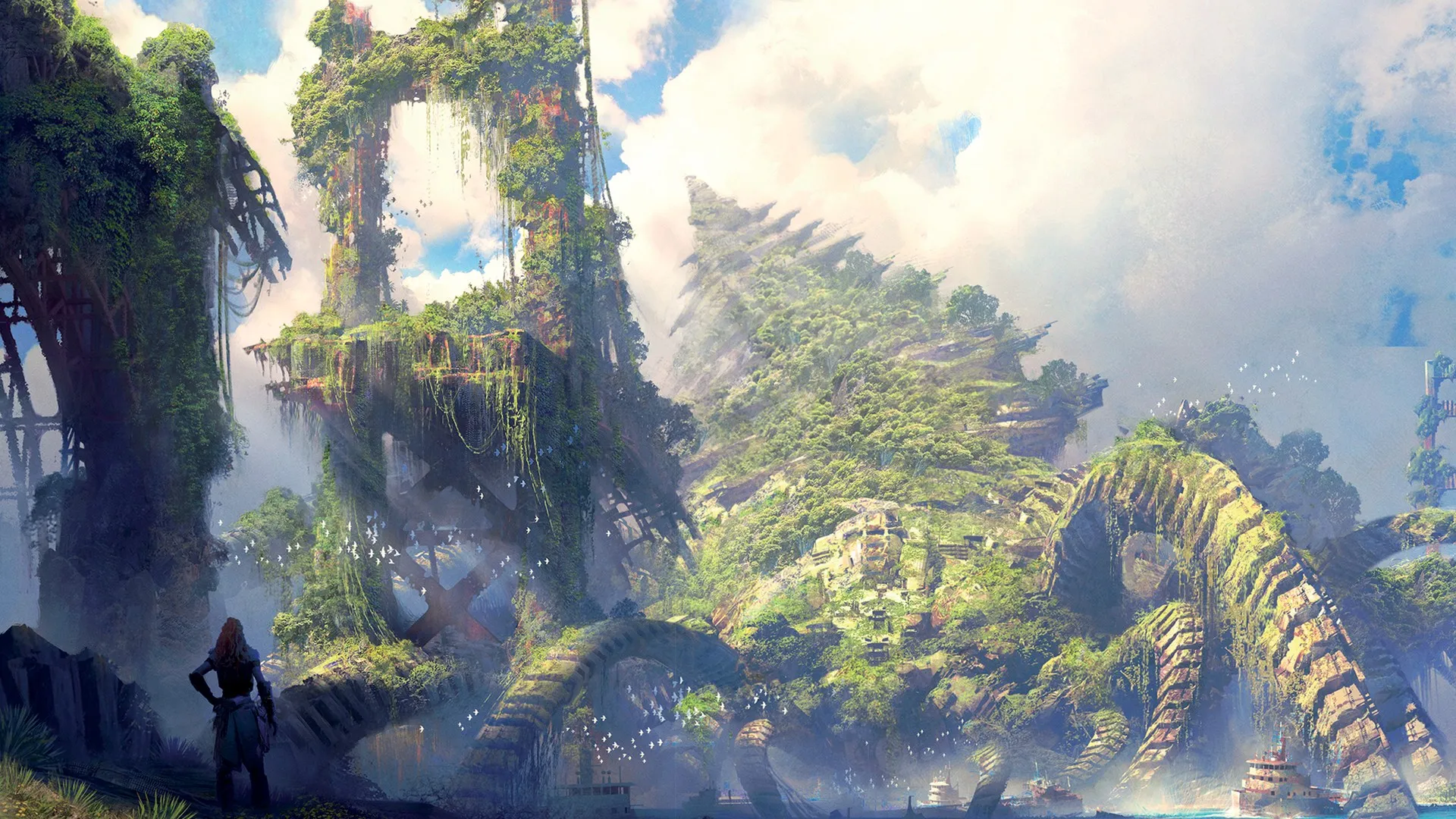 高山 丛林 遥望 电子游戏艺术 电子游戏女孩 电脑壁纸 4K壁纸