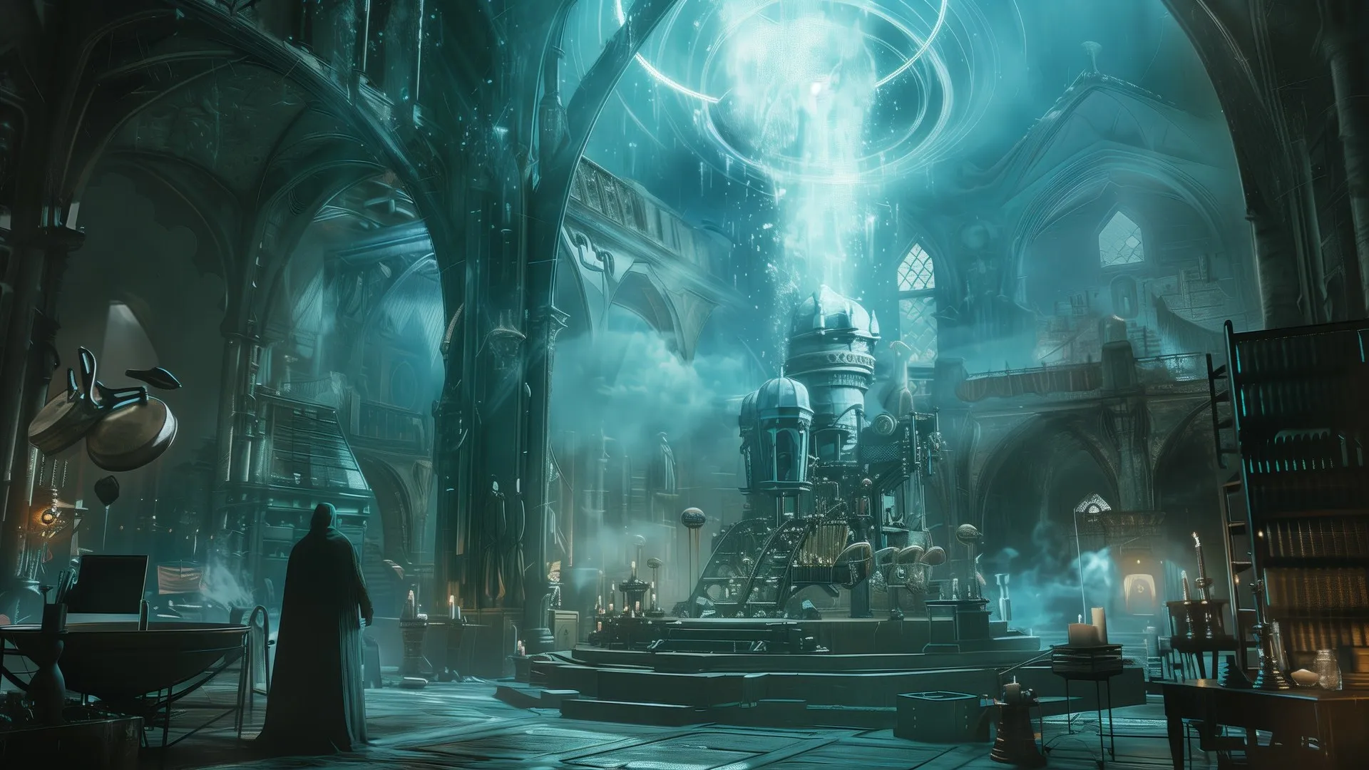 奇幻艺术 机器 魔法 青色 概念艺术 电脑壁纸 4K壁纸