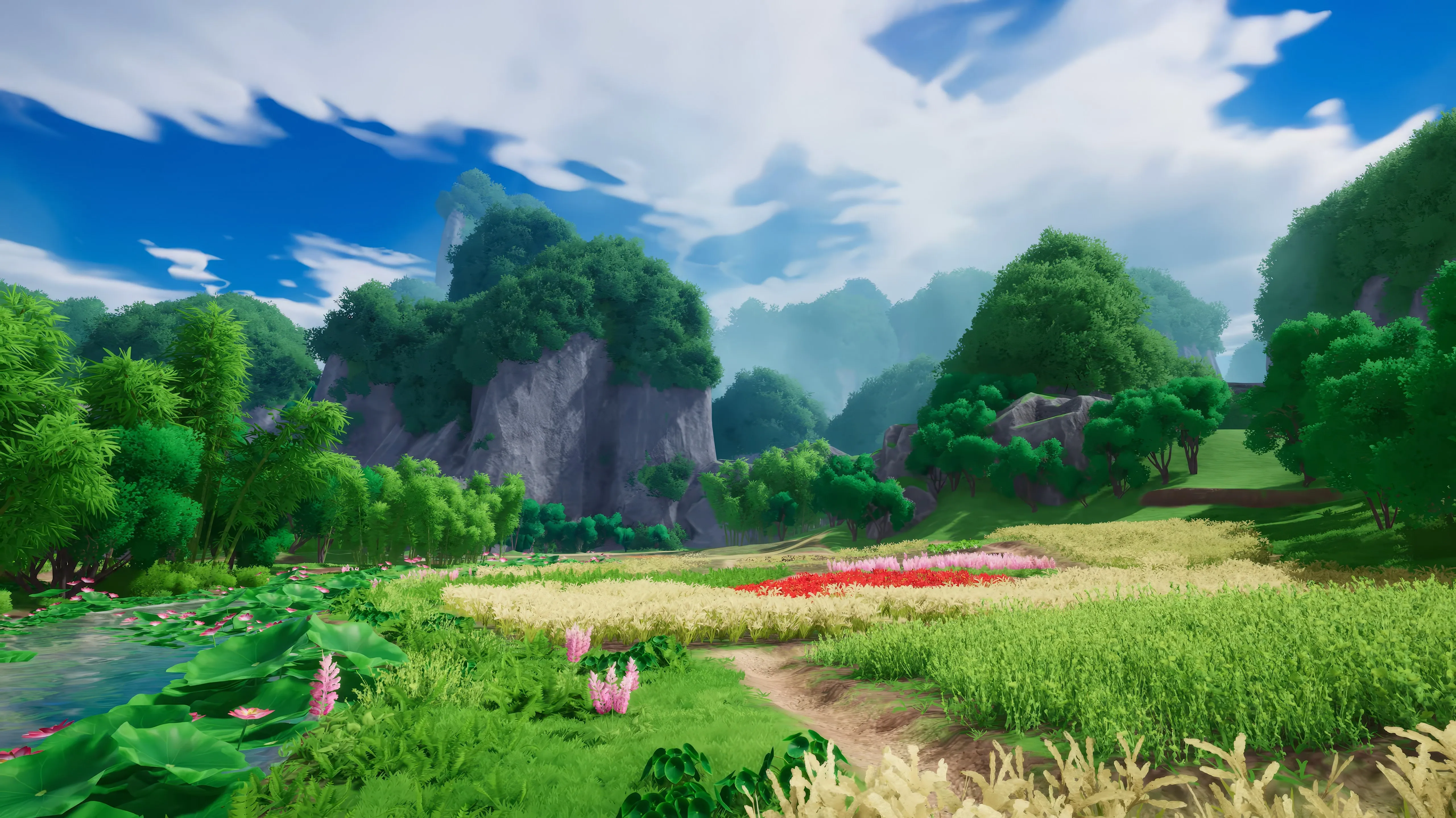 虚幻 引擎 视频 游戏 艺术 树 草 天空 云 花 植物 海 升级 4K壁纸