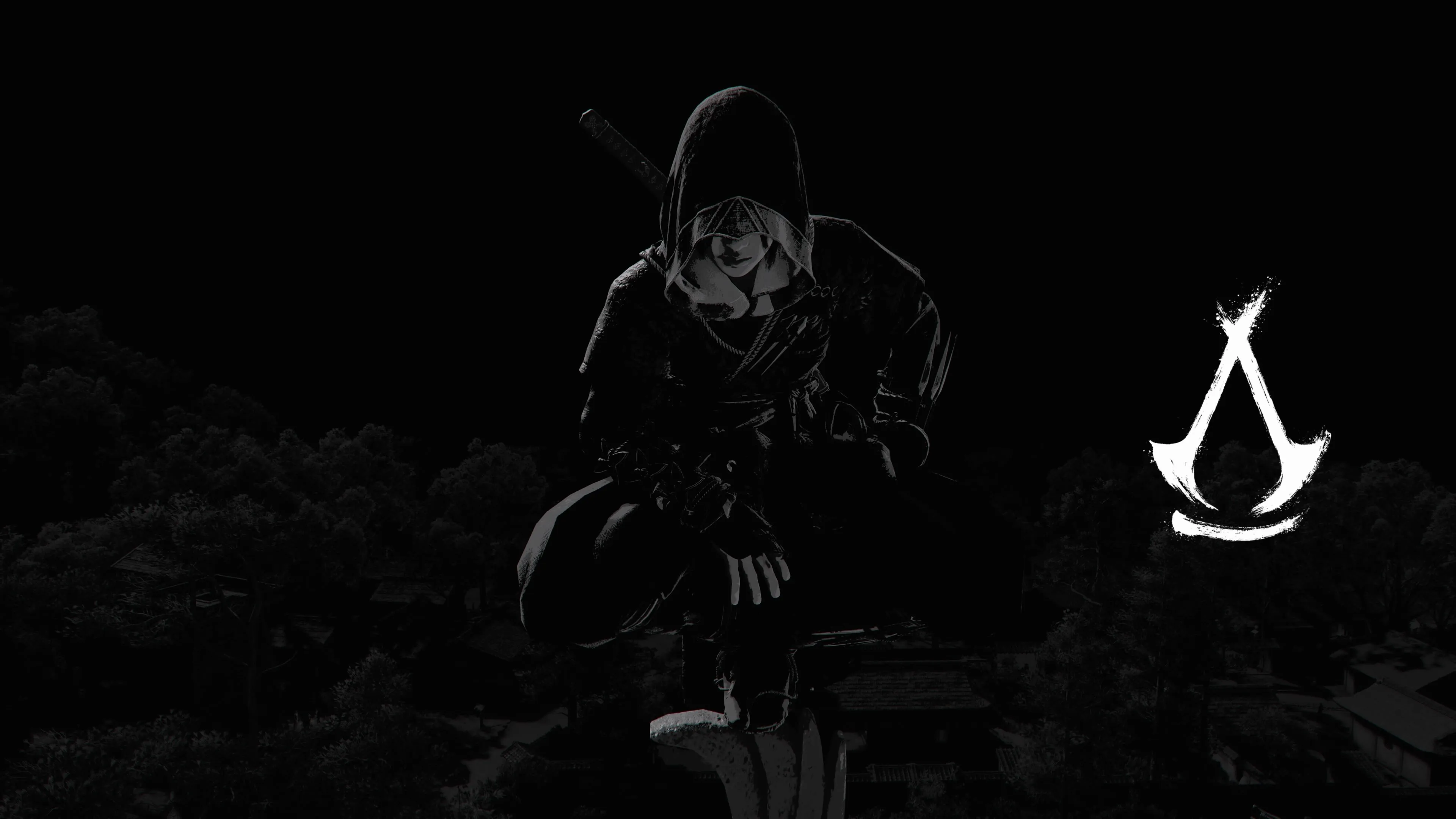 电子 游戏 角色 蹲着 刺客信条 屏幕截图 CGI 夜晚 4K壁纸