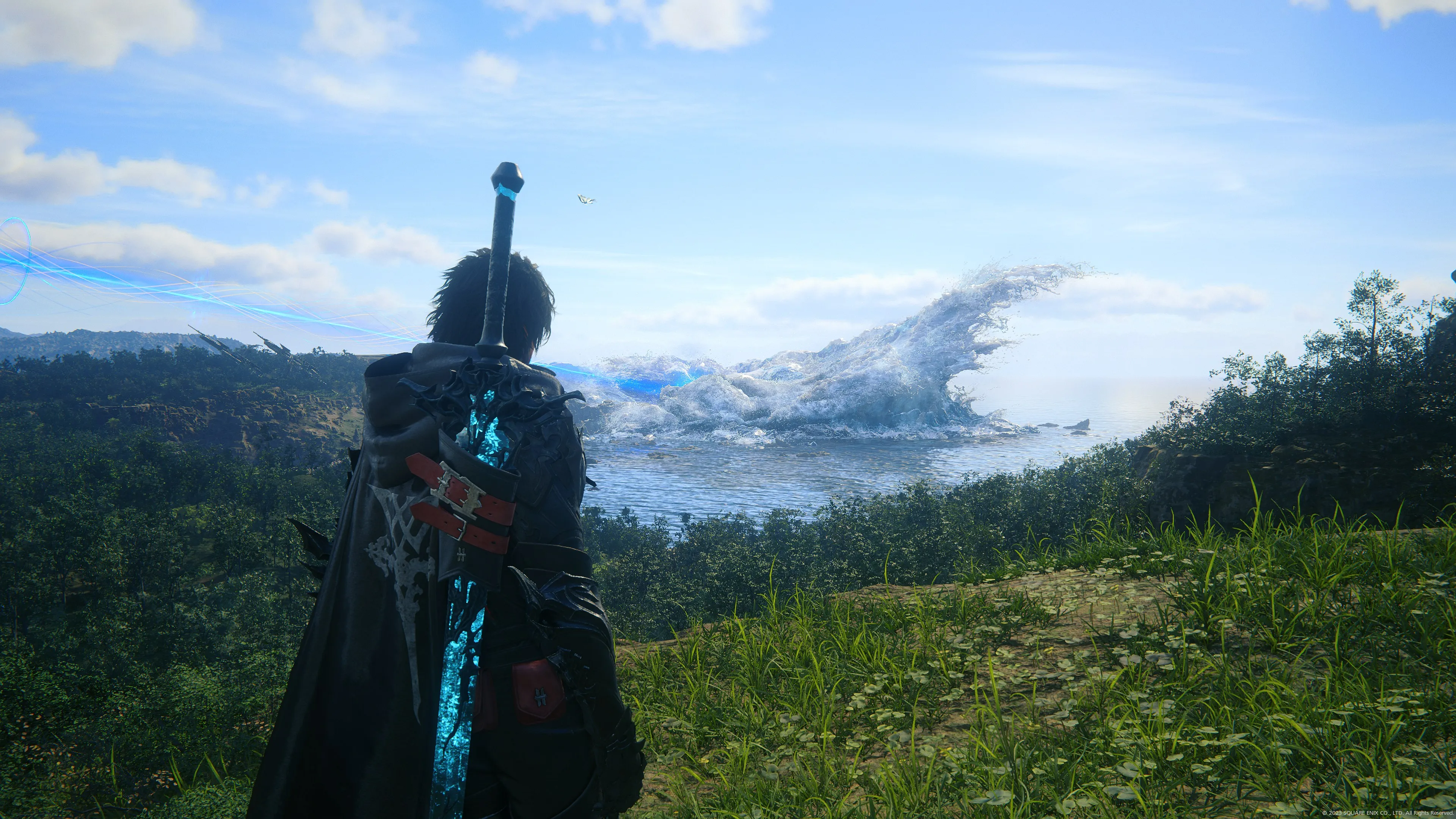 最终幻想 风景 影视 蓝天 白云 眺望 剑 背影 男人 游戏 4K壁纸