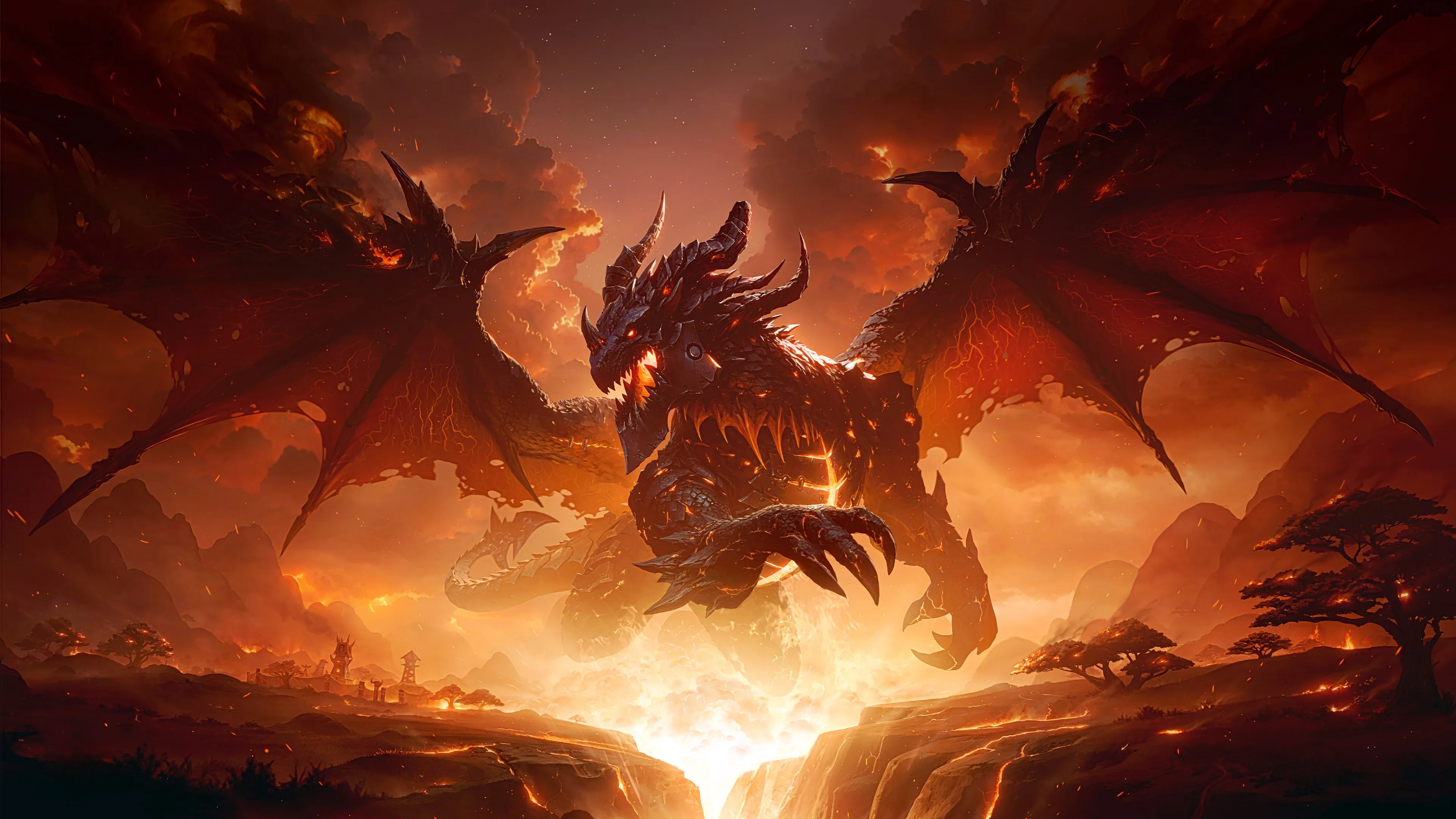 死亡之翼 魔兽世界 大灾变 龙 火 4K壁纸