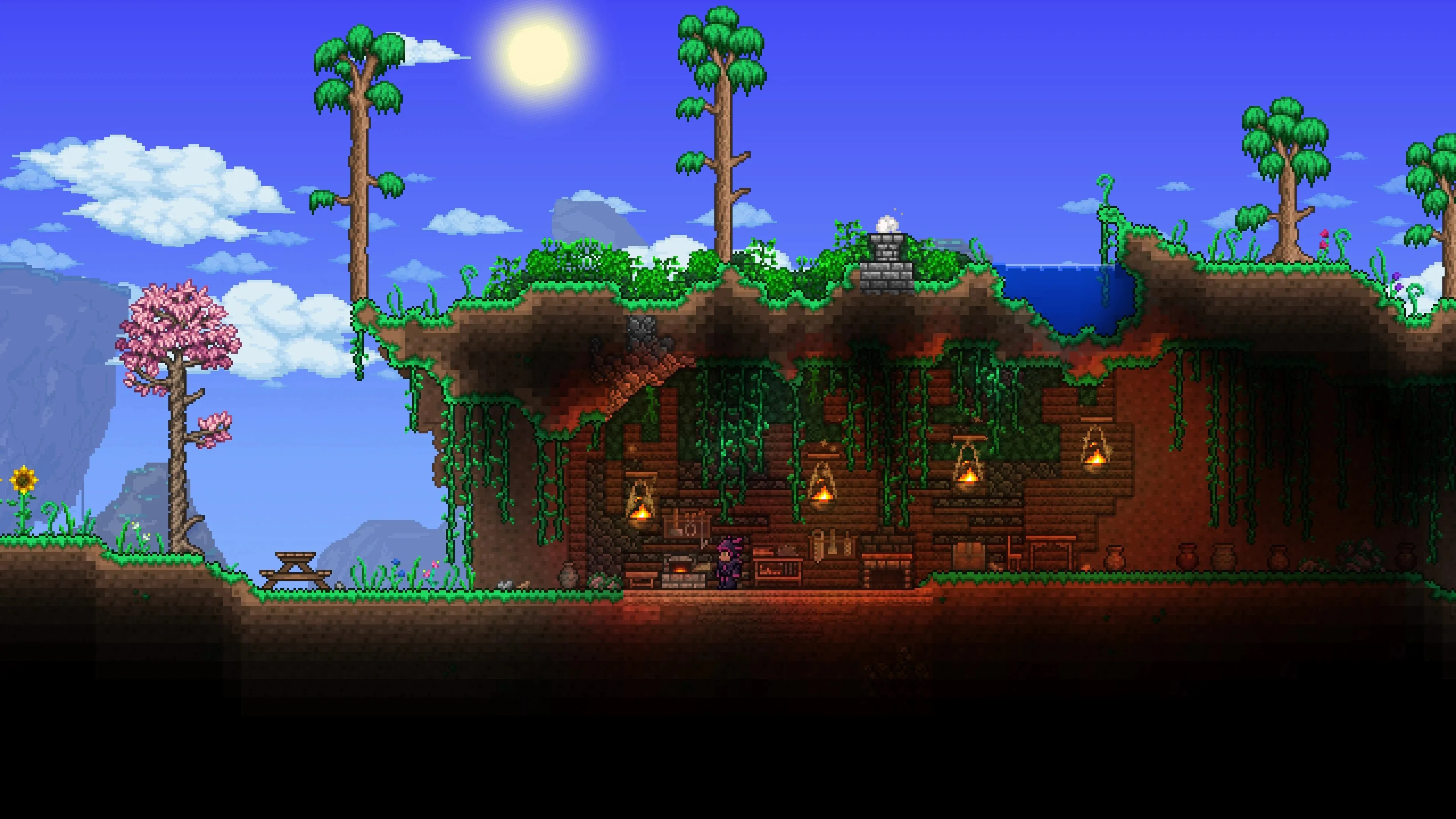 Terraria 艺术 天空 云 树 草 4K壁纸