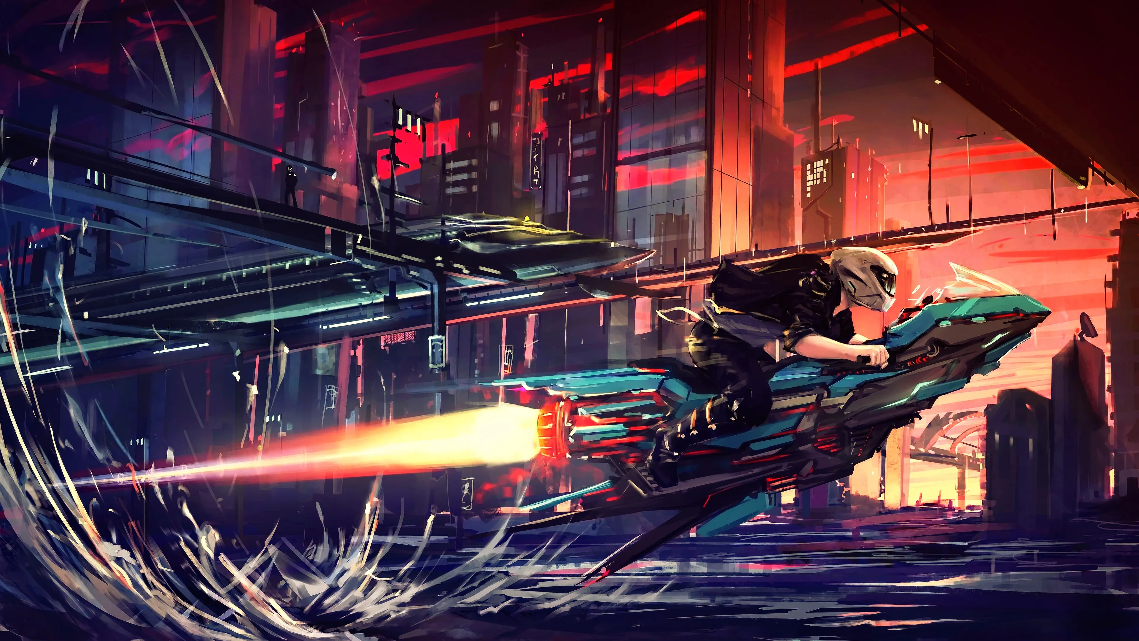 科幻 AI艺术 概念艺术 未来主义 奇幻艺术 粉丝艺术 日落 宇宙飞船 赛博朋克 网络 城市 电脑壁纸 4K壁纸