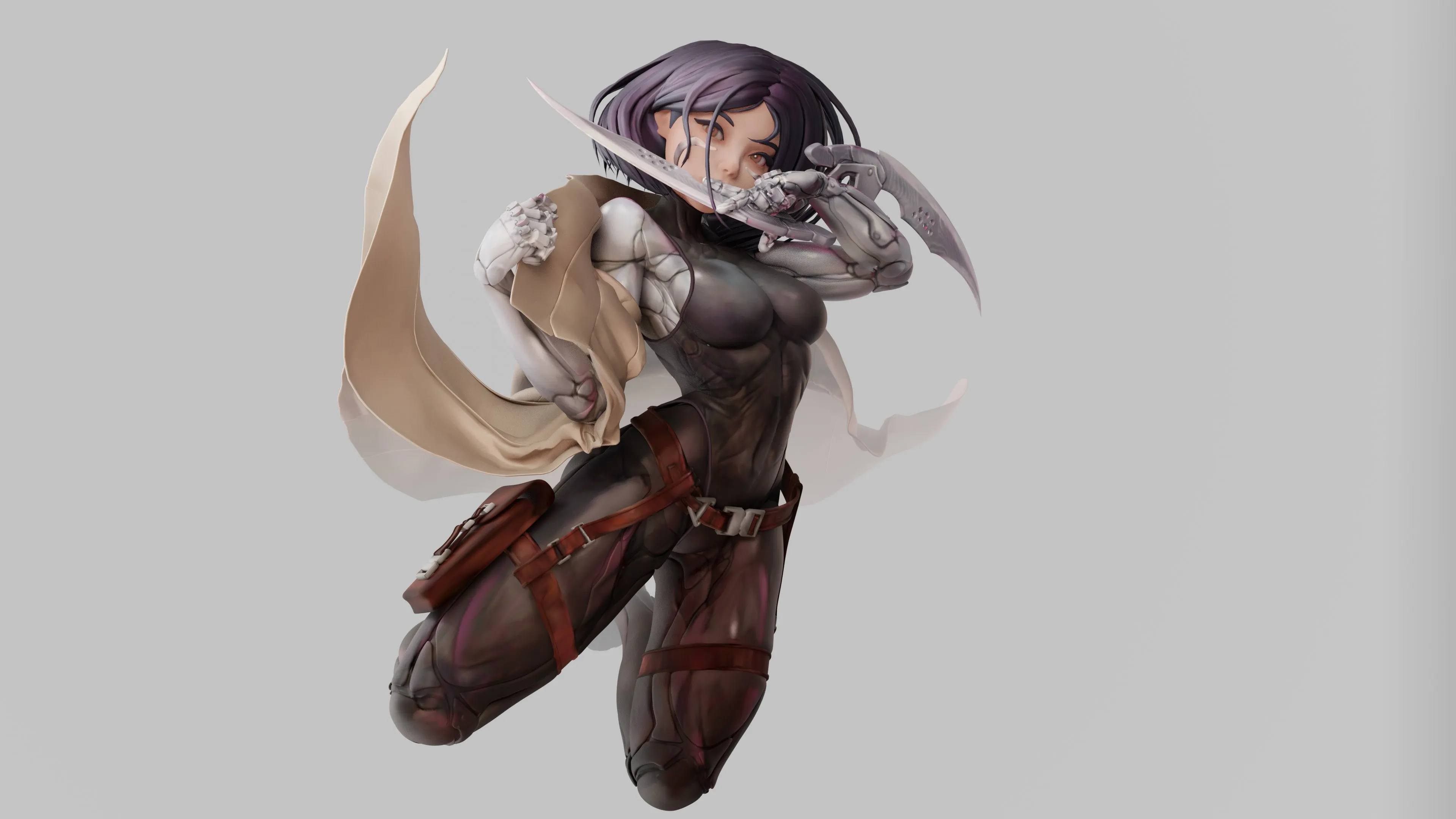 动漫 动漫女孩 阿丽塔 简单背景 4K壁纸