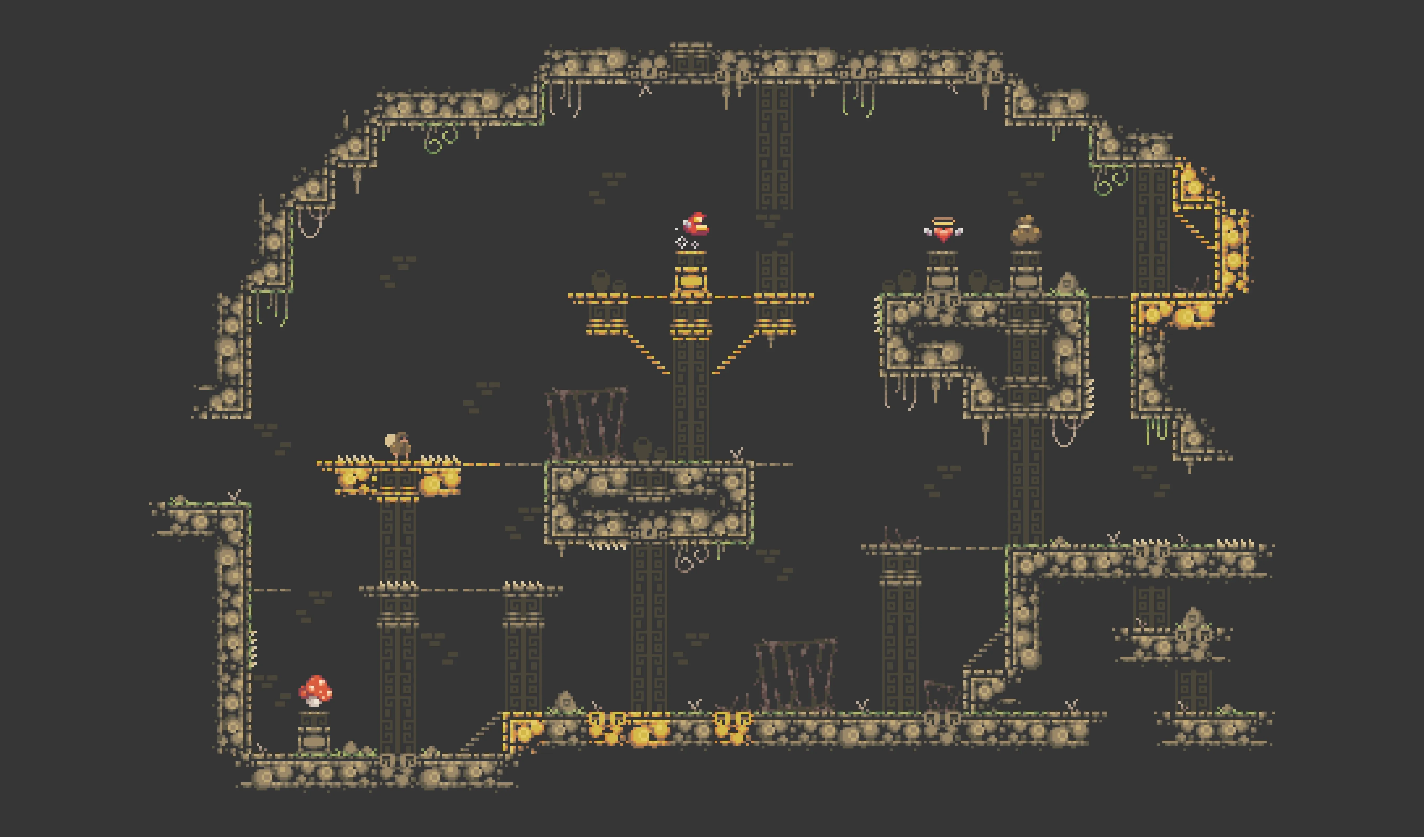 简单背景 极简主义 电子游戏 复古游戏 洞穴 蘑菇 4K壁纸