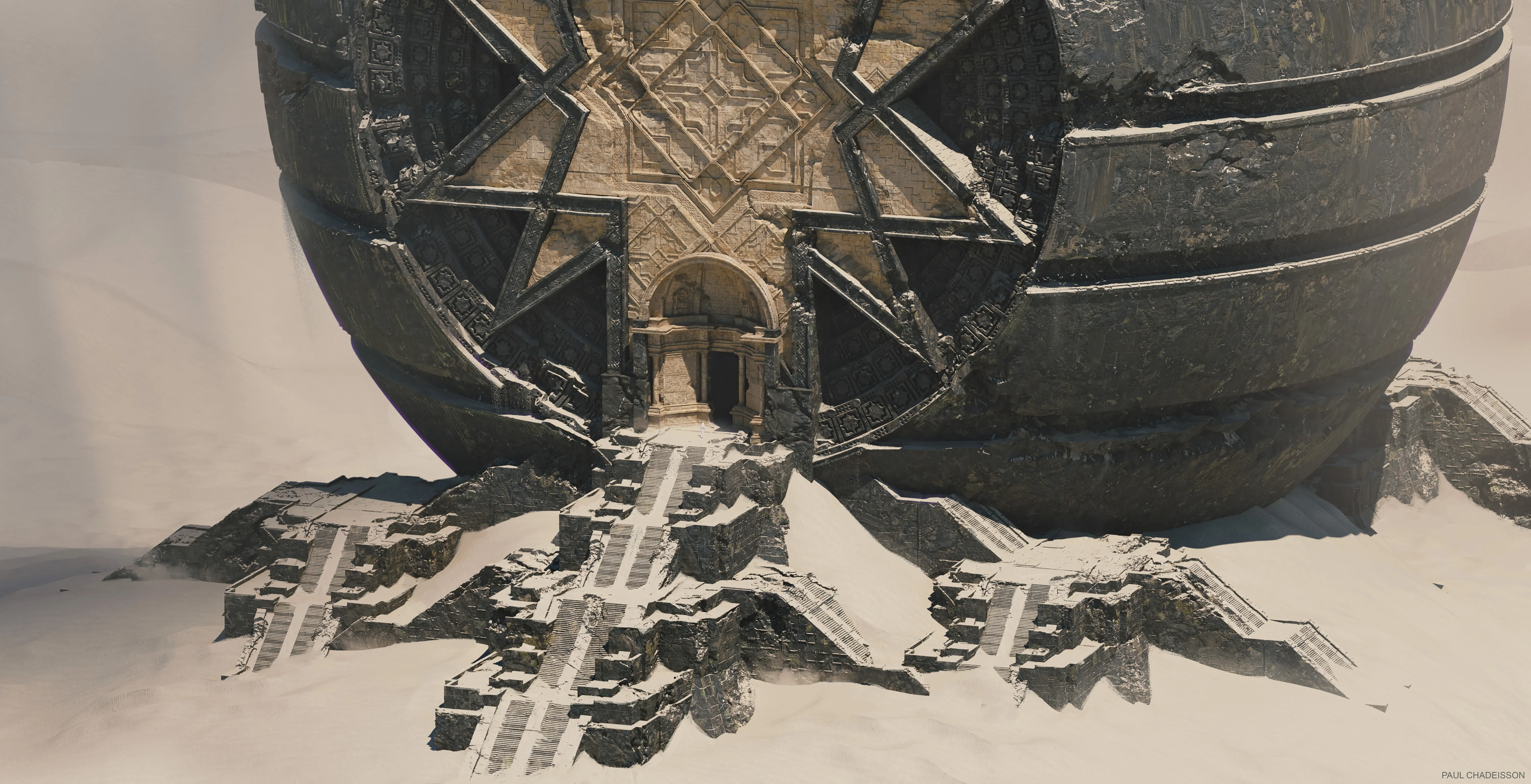 AI艺术 插图 寺庙 废墟 古代 科幻小说 建筑 沙漠 4K壁纸