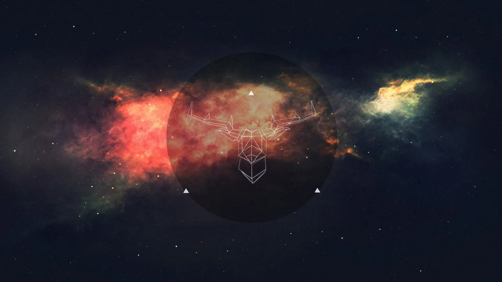 空间 线框 鹿 极简主义 矢量 抽象 抽象 空间艺术 AI艺术 圆 星云 电脑壁纸 4K壁纸