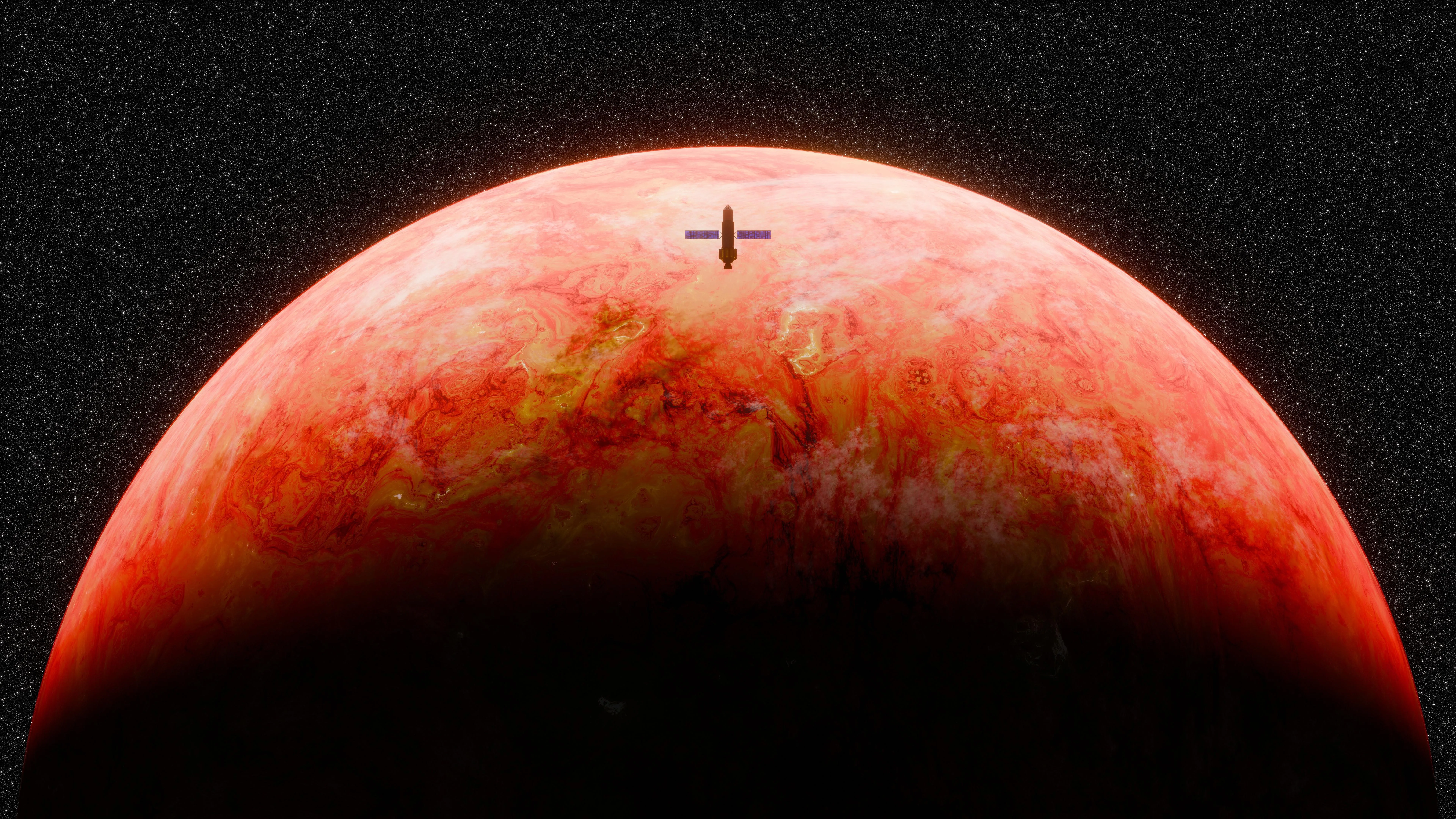 火星 行星 空间 星星 黑色 背景 极简主义 8K壁纸