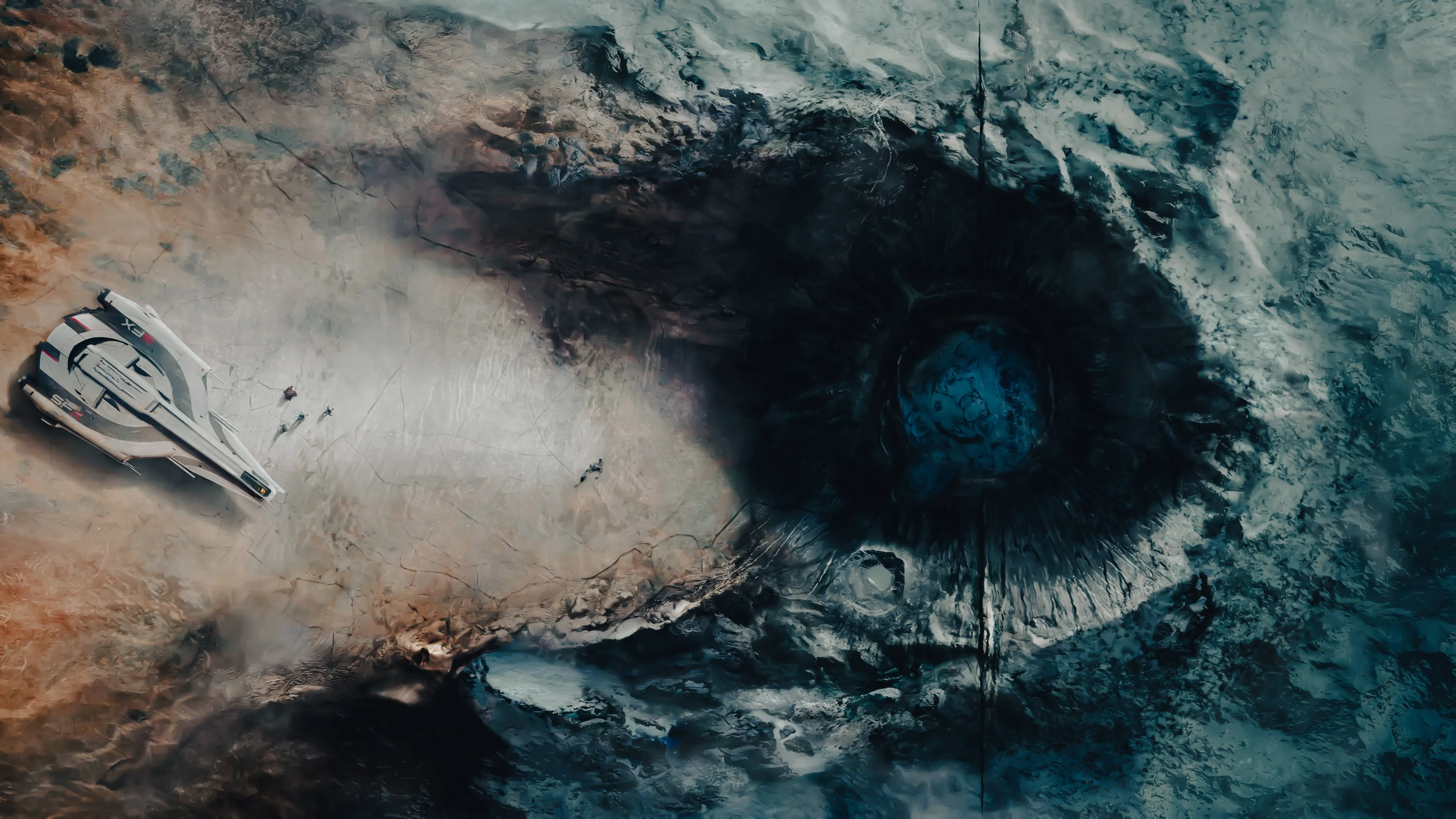 冒险家 CGI 电子 游戏 未来派 科幻 小说 宇宙 飞船 行星 陨石坑 空间 繁荣 风景 艺术品 4K壁纸