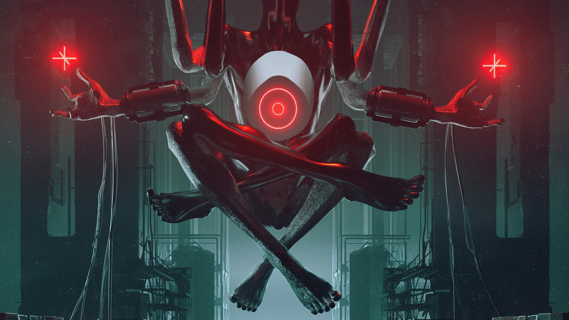 AI艺术 霓虹灯 超现实主义 奇幻艺术 未来主义 立方体 灯光 黑暗 科幻