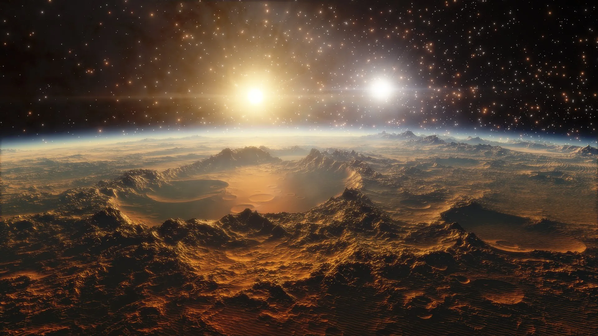 太空 陨石坑 行星 恒星 风景